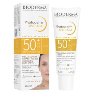ژل کرم ضد آفتاب ضد لک و ضد پیری بایودرما +SPF50 مدل Photoderm Spot-Age بی رنگ ۴۰ میل